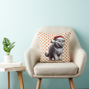 Christmas British shorthair Cat, Xmas Santa Kitten Cushion