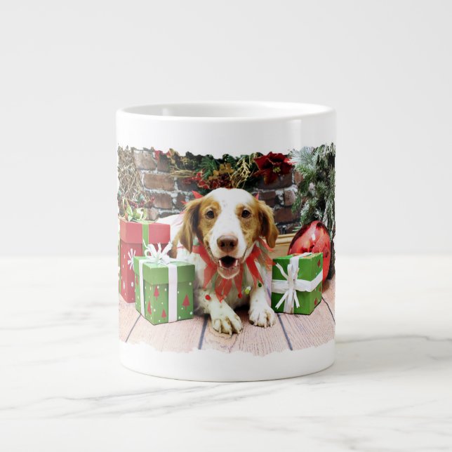 Christmas - Brittany Spaniel - Kinnick Large Coffee Mug (Front)