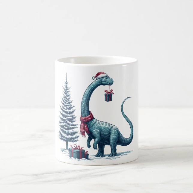 Christmas Brontosaurus dinosaur Coffee Mug (Center)