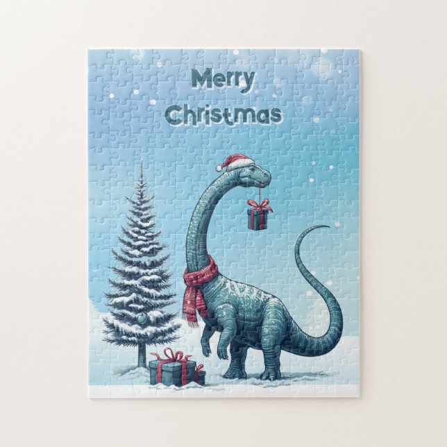 Christmas Brontosaurus dinosaur Jigsaw Puzzle (Vertical)