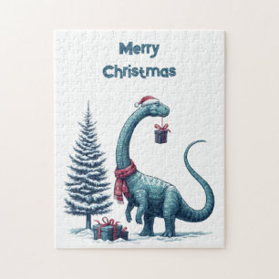 Christmas Brontosaurus dinosaur Jigsaw Puzzle