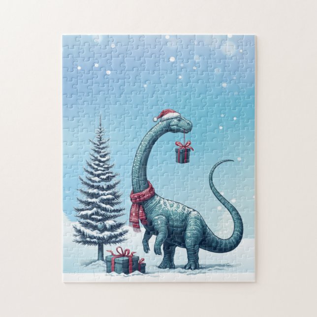 Christmas Brontosaurus dinosaur Jigsaw Puzzle (Vertical)