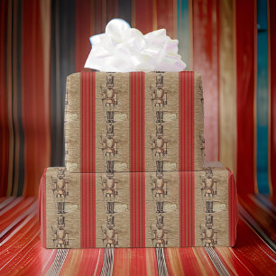 Christmas Bronze Nutcracker Soldier Papyrus Stripe Wrapping Paper