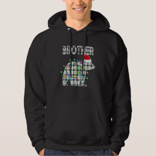 Christmas Brother Bear Black White Plaid Matching Hoodie