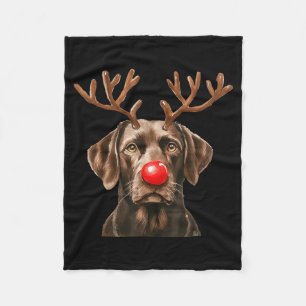 Christmas Brown Labrador Retriever Reindeer Dog Lo Fleece Blanket