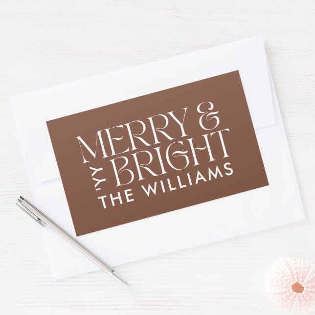 Christmas brown natural modern elegant simple rectangular sticker (Envelope)
