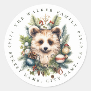 Christmas Brown Round Stickers