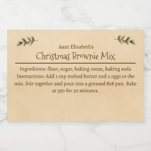 Christmas Brownie Baking Mix Personalised Simple Food Label