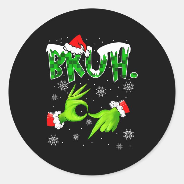 Christmas Bruh 67 Six Seven 6 7 Meme  Classic Round Sticker (Front)