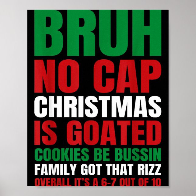 Christmas Bruh No Cap Cookies Bussin Funny Rizz Me Poster (Front)