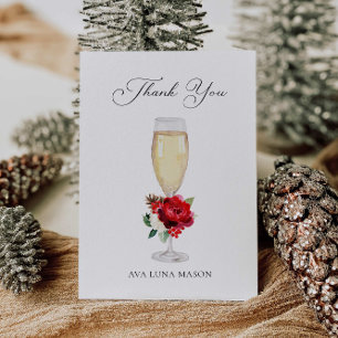 Christmas Brunch and Bubbly Bridal Shower Thank You Card