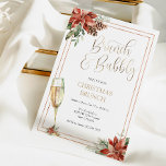 Christmas Brunch and Bubbly Champagne Invitation<br><div class="desc">Christmas Brunch invitation featuring a gold champagne flute,  gold frame and poinsettias,  evergreen with eucalyptus. Personalise with your information and customise for your event!</div>