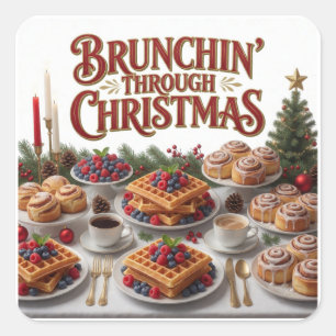 Christmas Brunch Holiday Food Celebration Square Sticker