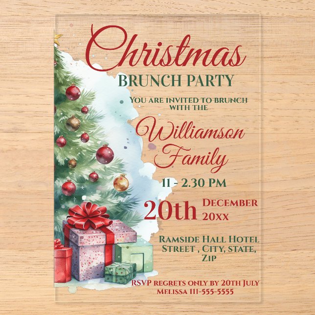 Christmas Brunch Party Acrylic Invitations (Front)