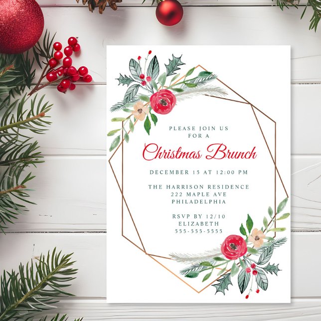 Christmas Brunch Winter Greenery Party Invitation (Creator Uploaded)