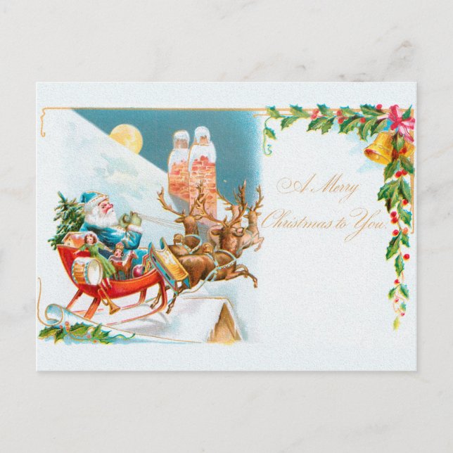 Christmas, Brundage children & Santas Postcard (Front)