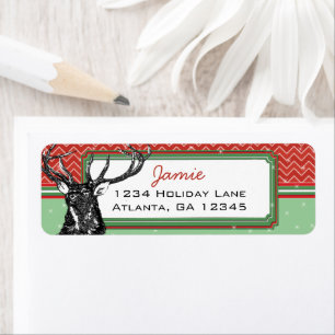 Christmas Buck Deer Zig Zag Pattern Return Address