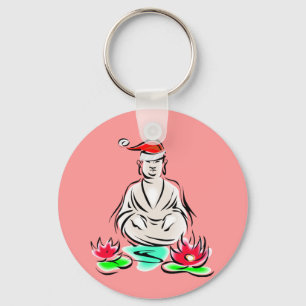 Christmas Buddha drawing Key Ring