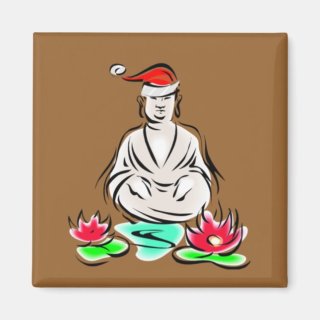 Christmas Buddha drawing Magnet (Front)