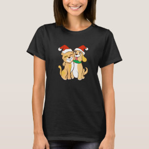 Christmas Buddies Pals Dog Cat Santa Hats Christma T-Shirt