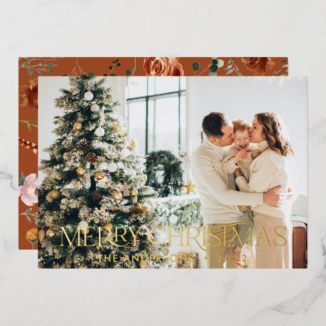 Christmas budget botanical elegant stag floral  fo (Front/Back)