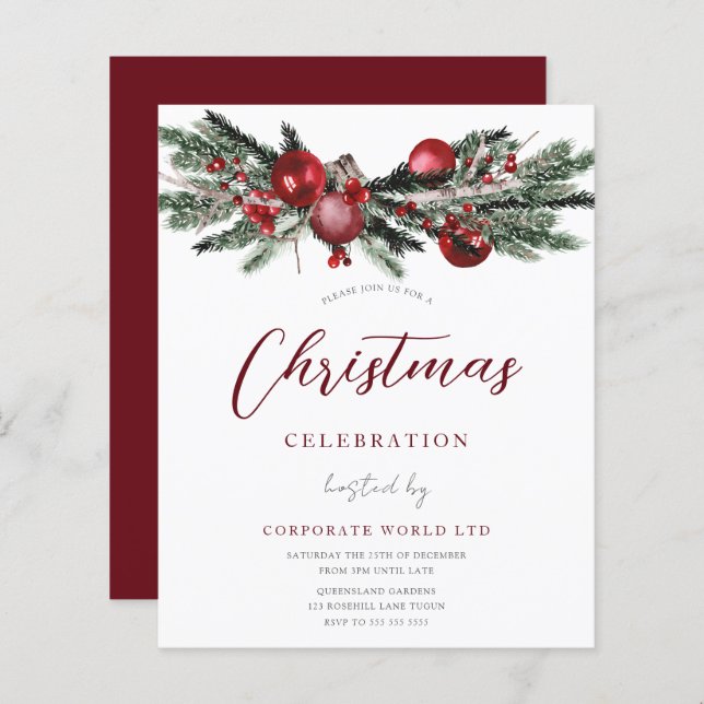 Christmas Budget Holiday Festive Party Invitation (Front/Back)