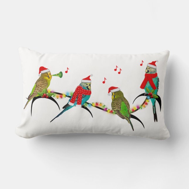 Christmas Budgie Frenzy Pillow (choose colour) (Front)