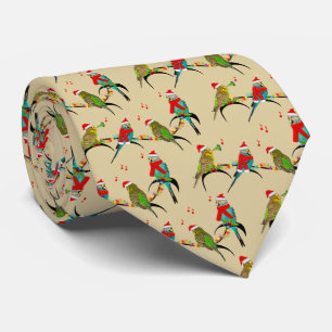 Christmas Budgie Frenzy Tie (Gold)