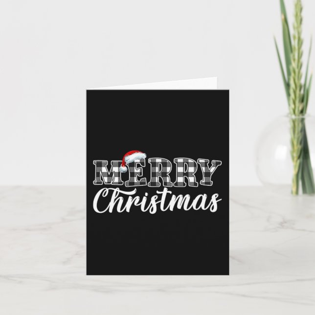 Christmas Buffalo Black And White Plaid For Men Wo Card (Front)