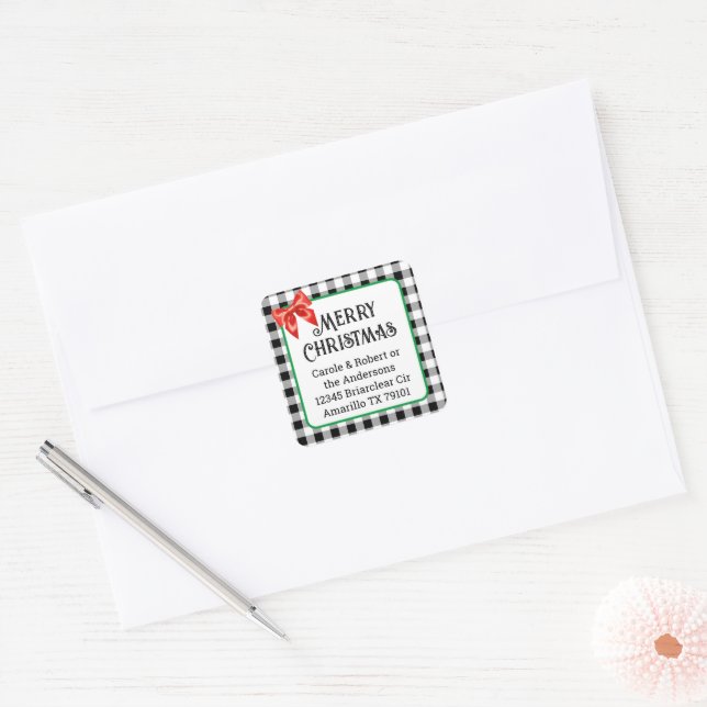 Christmas Buffalo Check Pattern Address Stickers (Envelope)