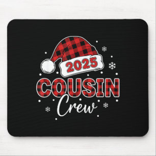 Christmas Buffalo Plaid 2025 Cousin Crew Santa Hat Mouse Pad