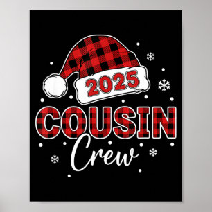 Christmas Buffalo Plaid 2025 Cousin Crew Santa Hat Poster