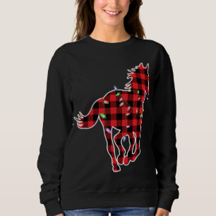 Christmas Buffalo Plaid Horse Cute Horse Lighting  Sweatshirt