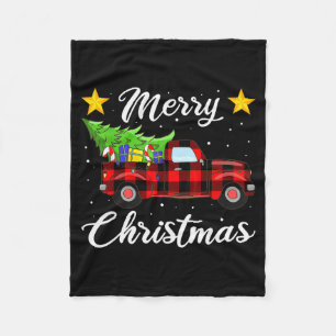 Christmas Buffalo Plaid Sweater, Red Truck Tree Pa Fleece Blanket