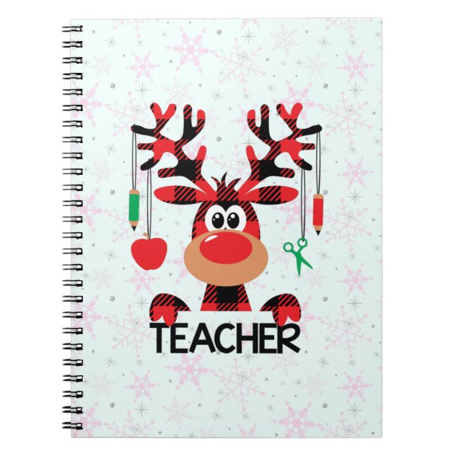 Christmas Buffalo Plaid Teacher Notebook (Front)