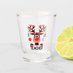 Christmas Buffalo Plaid Teacher Shot Glass