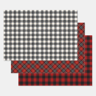 Christmas Buffalo Plaid Wrapping Paper Sheet Set