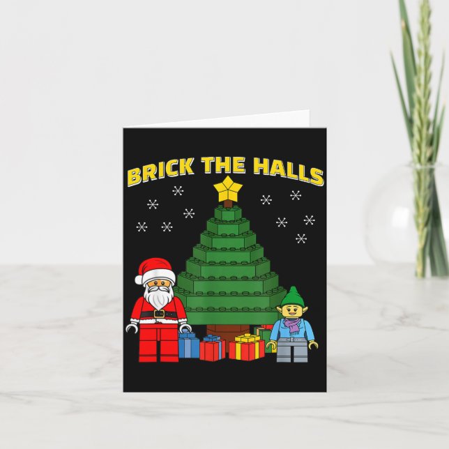 Christmas Building Bricks Brick The Halls Block Bu Card (Front)