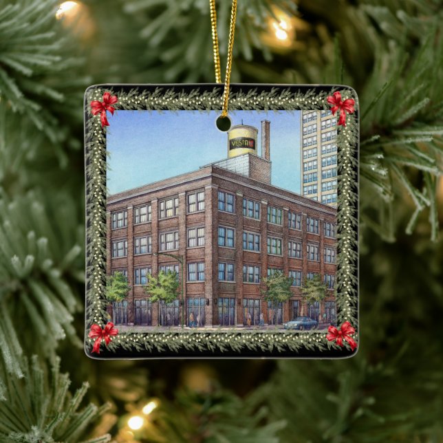Christmas Building Ceramic Ornament (Tree)