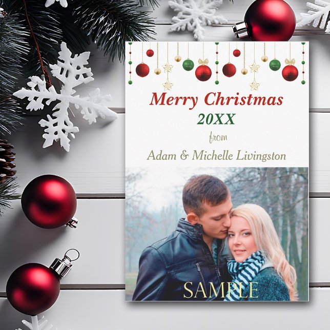 Christmas Bulb Border Photo Card (Creator Uploaded)