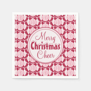 Christmas Bulbs w/ Snowy Font Red & White Napkin