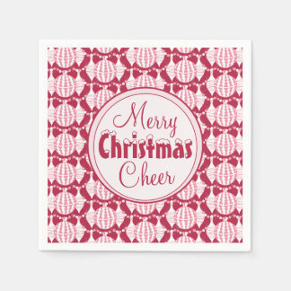 Christmas Bulbs w/ Snowy Font Red & White Napkin