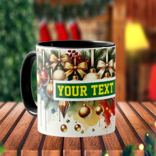 Christmas Bulbs Watercolour Coffee Mug