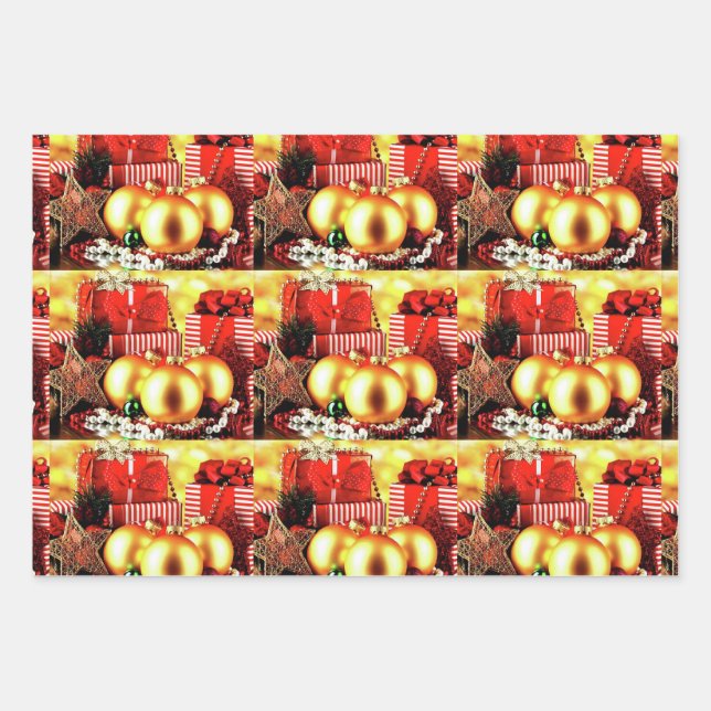 Christmas Bulbs  Wrapping Paper Sheet (Front)