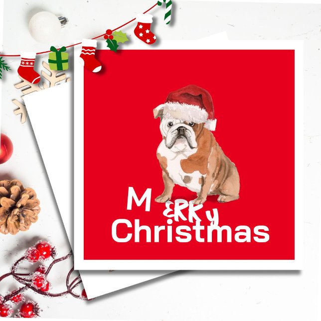 Christmas Bull Dog Merry Greeting Card (Creator Uploaded)