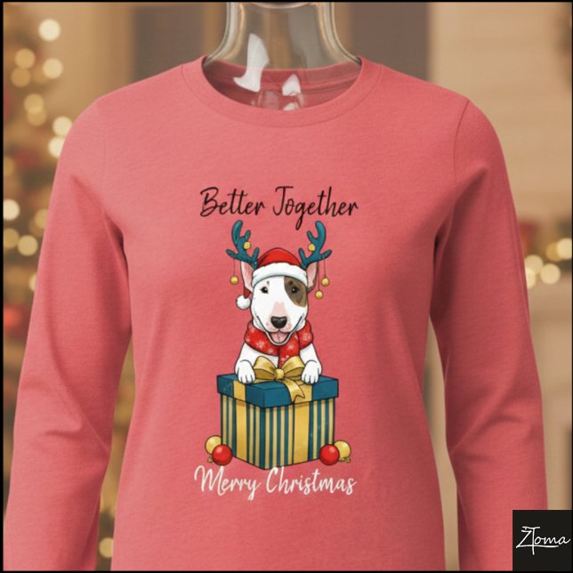Christmas Bull Terrier Reindeer Gift Graphic Tri-Blend Shirt (Creator Uploaded)