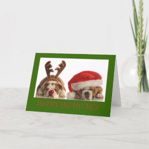 CHRISTMAS BULLDOG HOLIDAY GREETING CARD GREEN