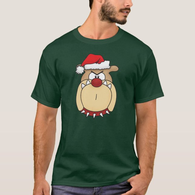 Christmas Bulldog Hooded Sweatshirt T-Shirt (Front)