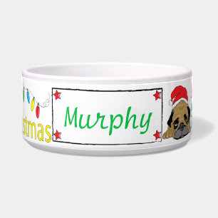 Christmas BullDoggy Pet Bowl Furry Little Xmas