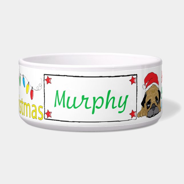 Christmas BullDoggy Pet Bowl Furry Little Xmas (Front)
